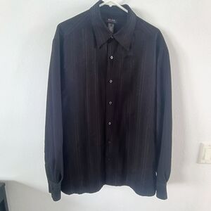 Axcess Liz Claiborne Black Button Front Career Blouse Women Size XL